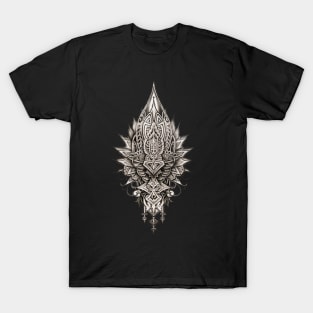 Thai Tattoo: Thai Sak Yant Tattoo Design on a Dark Background T-Shirt